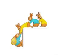 Springwillfly Porta in legno a tema pasquale superiore con illustrazione di coniglietto per la decorazione della casa di vacanza e l'accento degli angoli interni