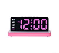 Springwillfly Sveglia con display a LED luminoso e regolazione automatica della data per una pianificazione giornaliera senza interruzioni senza input manuale (rosa)