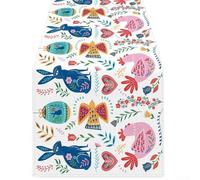 Springwillfly Tovaglie per eventi pasquali e primaverili con allegri motivi di uova e fiori, leggere e facili da riporre dopo l'uso (293)