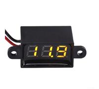 Springwillfly Voltmetro digitale a LED impermeabile da 0,7 cm, a due fili CC 3,5-30 V, per test di tensione della batteria del veicolo, ABS (giallo)