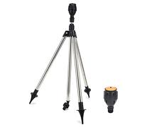 Sprinkler Rotante Tripode 360 Gradi con Altezza Regolabile da 56 a 89 cm in Acciaio Inossidabile per Irrigazione Vivaio Cortile e Giardino