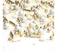 Sprinkles Cinderella Mix bianco oro 180g natale sprinkletti decorazioni zucchero biscotti - STREUSEL GLÜCK - perfetto per natale biscotti torta cupcakes muffins cakepops