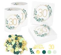 Sprinlot 20 Pezzi Tovaglioli 30 Anni Compleanno Donna + 12 Portacandele da Tavolo per 30 Compleanni + Coriandoli 30 Compleanno Decorazione da Tavolo per 30 Donna Uomo Compleanno Regalo