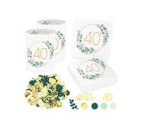 Sprinlot 20 Pezzi Tovaglioli 40 Anni Compleanno Donna + 12 Portacandele da Tavolo per 40 Compleanni + Coriandoli 40 Compleanno Decorazione da Tavolo per 40 Donna Uomo Compleanno Regalo