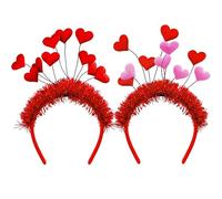Sprinlot 2Pcs Cuore Con Paillettes Rosse, A Cuore D'Amore Cerchietto Cuore Rosso Per Donne, Cerchietto Con Paillettes Di Cuore Fascia, Cerchietto San Valentino, Cerchietto Con Cuor