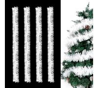 Sprinlot Ghirlande di Natale Bianco, 8 M Tinsel Ghirlanda Bianco, Ghirlanda Natalizia Festone di Orpelli, Ghirlanda Albero di Natale, Decorazioni Albero di Natalizie