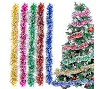 Sprinlot Ghirlande di Natale Multicolore, 10 M Tinsel Ghirlanda Multicolore, Ghirlanda Natalizia Festone di Orpelli, Ghirlanda Albero di Natale, Decorazioni Albero di Natalizie