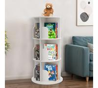Sprinta Libreria girevole a 3 livelli per bambini, libreria bianca rotante a 360°, organizer per bambini, piccola mensola angolare per libri (bianco, 3 strati)