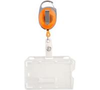 SPRINTIS 1 Buste porta badge con yoyo 1 cursore arancione, trasparente, plastica dura