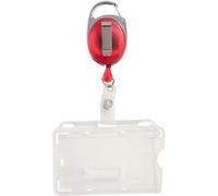 SPRINTIS 1 Buste porta badge con yoyo 1 cursore rosso, trasparente, plastica dura