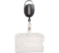 SPRINTIS 1 Buste porta badge con yoyo con incavo per il pollice, lucidato nero, plastica dura