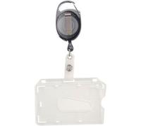 SPRINTIS 1 Buste porta badge con yoyo con incavo per il pollice, lucidato nero, trasparente, plastica dura