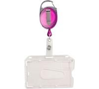 SPRINTIS 1 Buste porta badge con yoyo con incavo per il pollice, lucidato viola, trasparente, plastica dura