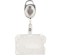 SPRINTIS 1 Buste porta badge con yoyo con incavo per il pollice, opaco bianco, trasparente, plastica dura
