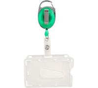 SPRINTIS 1 Buste porta badge con yoyo con incavo per il pollice, opaco verde, trasparente, plastica dura