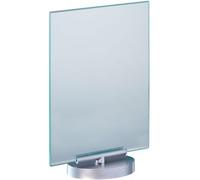 SPRINTIS 1 Espositore a forma di T A5, girevole, acrilico con aspetto di vetro e base A5, acrilico (PMMA), trasparente, argento