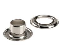 SPRINTIS 100 Unità - Occhielli per teloni inossidabili, autoperforanti, ottone argento Occhielli tondi #2L (⌀ 9,2 mm) con gambo lungo da 9 mm, in ottone