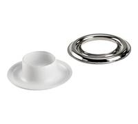 SPRINTIS 100 Unità - Occhielli per teloni inossidabili, autoperforanti, ottone bianco, argento Occhielli tondi #2 (⌀ 9,2 mm), in ottone