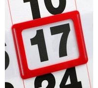 SPRINTIS 100 Unità - Segnagiorno per calendari, con cordino elastico e capicorda metallico finestrella con fessura ES2, 17 x 24 mm dimensione interna, 23 x 34