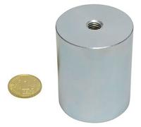 SPRINTIS 2 Unità - Magneti cilindrici con base al neodimio con filettatura interna 40 mm 50 mm, neodimio, acciaio, argento