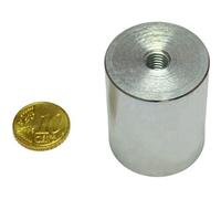 SPRINTIS 2 Unità - Magneti cilindrici con base con filettatura interna 32 mm argento, AlNiCo, acciaio