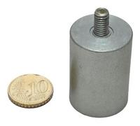 SPRINTIS 4 Unità - Magneti cilindrici con base con filettatura, in AlNiCo 25 mm, AlNiCo, acciaio, argento