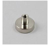 SPRINTIS 5 Unità - Magnete con base in acciaio con boccola filettata, al neodimio 16 mm nichelato, acciaio, neodimio, argento