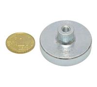 SPRINTIS 7 Unità - Magnete con base in acciaio con boccola filettata, al neodimio 32 mm zincato, neodimio, Metallo, argento
