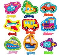 SpriteGru Biglietti da cucito per bambini, 9 pezzi, per bambini, con 9 corde colorate, giochi per lo sviluppo dell'immaginazione