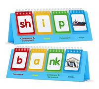 SpriteGru Flip Chart CVCC e CCVC, 40 giochi fonetici per costruire parole, gioco educativo di ortografia manipolativo, strumento didattico per studenti, insegnanti e forniture scolastiche
