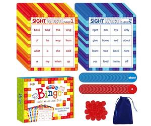 SpriteGru Gioco del Bingo delle Parole Chiave, 120 Parole Chiave Impara a Leggere Livello 1 e Livello 2 Gioco da Tavolo Bingo con le Liste di Dolch e Fry per Bambini dai 4 agli 8 anni