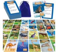 SpriteGru Gioco di carte da caccia al tesoro, 50 carte flash mondo animale, dimensioni jumbo, carte introduttive per animali, giocattoli educativi per attività nella natura, giochi all'aperto per