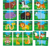 SpriteGru Gioco di Memoria con Animali della Giungla, 28 Carte Spesse, Gioco di Abbinamento Testa-Coda di Animali Selvatici per 1-5 Giocatori, Gioco di Memoria per Età 18 Mesi+