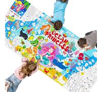 SpriteGru Mermaid World - Poster da colorare, grande carta da colorare, 190,5 x 78,7 cm, formato jumbo, carta a tema oceano, fai da te, bandiera/tovaglia per la scuola, decorazione da parete