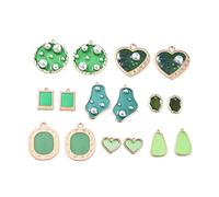 Spritewelry 1 set di ciondoli in resina smaltata a forma di cuore con perline in plastica ABS, perle finte e materiali in lega, colore nero, per gioielli fai da te, collane, bracciali, album dei