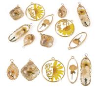 Spritewelry 10 ciondoli a forma di fiore essiccato a forma di girasole e margherita, in resina, per collane, bracciali, orecchini, portachiavi, gioielli fai da te