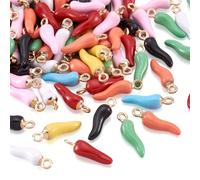 Spritewelry 100 ciondoli in lega smaltata a forma di peperoncino rosso, accessori per gioielli, bracciali, orecchini, collane, fai da te, foro: 2 mm, Mixed, Ottone, Nessuna pietra preziosa