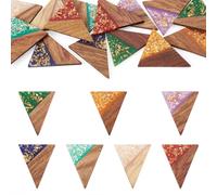 Spritewelry 14 ciondoli in legno naturale in resina geometrica, triangolare, rettangolari, occhio di cavallo, a goccia, per la creazione di gioielli, Resina Legno
