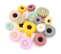 Spritewelry 20 perline in silicone a forma di girasole per penna colorata margherita perline focali in silicone per portachiavi a forma di fiore perline distanziali per fai da te cordino per telefono