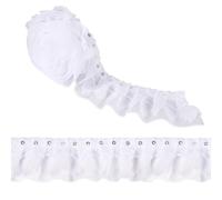 Spritewelry 2M raso di organza pizzo trim 2 strati pizzo bianco chiffon pieghettato nastro di pizzo per matrimonio nuziale fai da te cucito artigianale costume decor 50mm