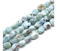 Spritewelry 30-45 perline Larimar ovali naturali da 8-15 mm, di grado A, pietre preziose irregolari, perline sfuse per la creazione di gioielli, bracciali, collane, fai da te, foro: 1 mm
