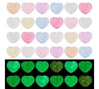 Spritewelry 30 perline a forma di cuore che si illuminano al buio, in acrilico, distanziatori per braccialetti fai da te, collane, portachiavi, gioielli, artigianato