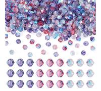 Spritewelry 390 perline biconiche di cristallo, 4 mm, in vetro sfaccettato, distanziatori sfusi per bracciali, collane, orecchini, creazione di gioielli, marrone rosato, indaco