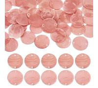 Spritewelry 50 Pezzi Conchiglie Naturali di Capiz Ciondoli 30 mm Rosa Chiaro Pezzi di Conchiglie Rotonde 2 Fori Connettore Conchiglia Granchio Eremita Sfuso per Artigianato Carillon a Vento Fatto a