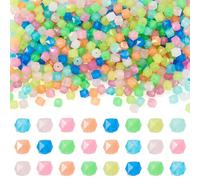 Spritewelry 500 perline in plastica che si illuminano al buio, luminose, sfaccettate, poligonali, distanziatori sfusi per portachiavi, cordini, bracciali, creazione di gioielli