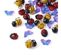 Spritewelry 50pcs api coccinella farfalla fatta a mano Lampwork perline 3D animali insetti vetro distanziatore allentato perline