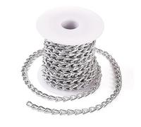 Spritewelry 5M Collane Curb in Alluminio Non Saldato Argento Twisted Cavo di Collegamento Catena per la Realizzazione di Gioielli Bracciale Catena Artigianato Fai da Te 8 x 5 x 1,5 mm