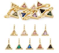 Spritewelry 9 ciondoli a forma di triangolo, con zirconia cubica, quadrati, rettangolari, piatti, rotondi, a occhio di cavallo, ovali, con strass, per la creazione di gioielli, Ottone Zirconia cubica