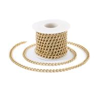 Spritewelry Catena barbazzale in alluminio non saldata, 5 m, placcata oro, intrecciata, per la creazione di collane, bracciali e gioielli, 7 x 5 x 1,5 mm