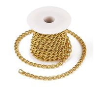 Spritewelry Catene a maglia barbazzale in alluminio non saldato placcato oro, 5 m, per la creazione di gioielli, bracciali, collane, artigianato fai da te, 8 x 5 x 1,5 mm